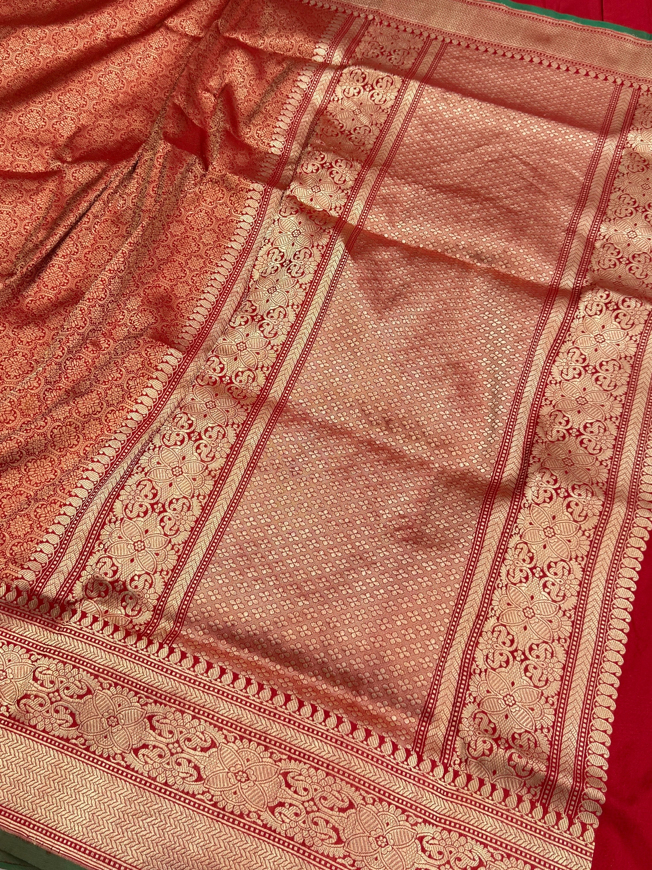 Red Pure Banarasi Silk Brocade Saree in Katan Mulberry Silk – Classic Banaras Weave - Image 2