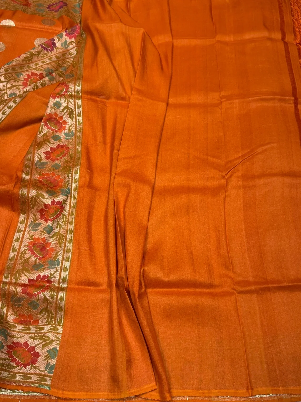 Orange Paithni Border Pure Tussar Georgette Saree - Image 4