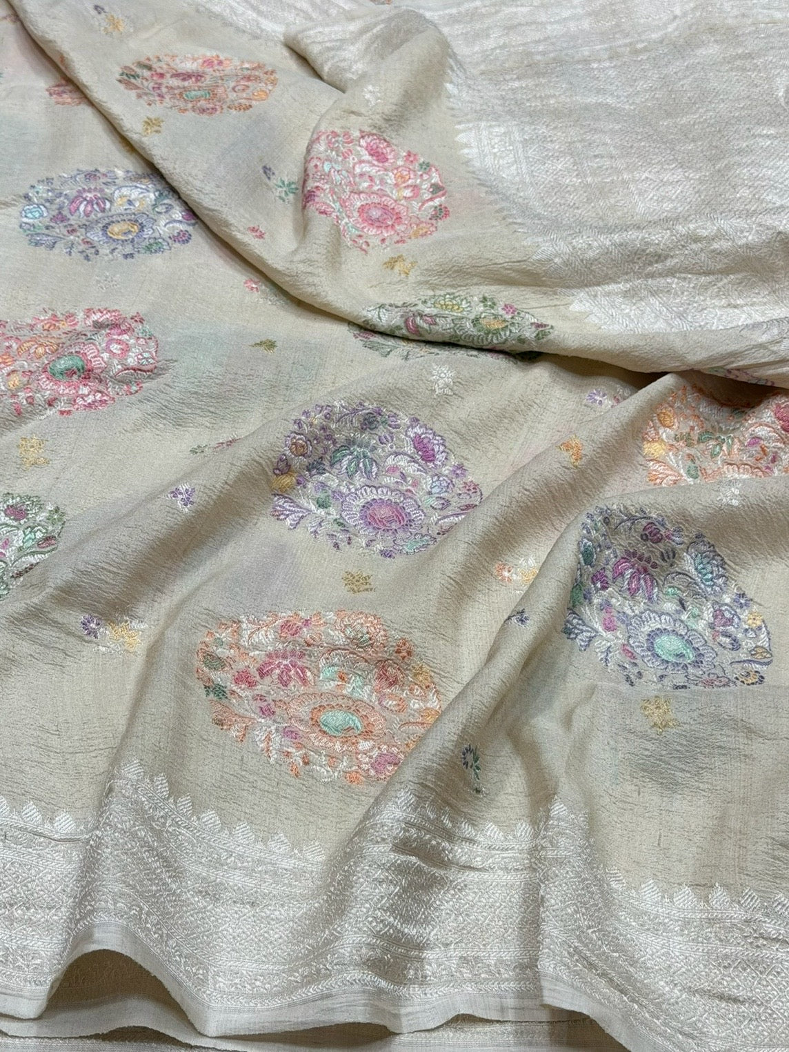 Natural Handwoven Pure Tussar Georgette Saree