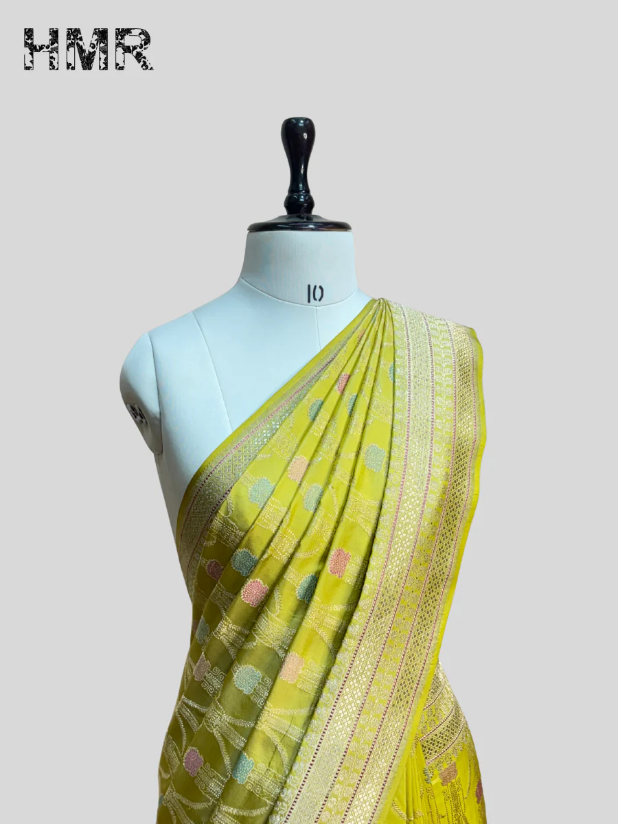 Lemon Yellow Handwoven Pure Silk Saree - Image 3