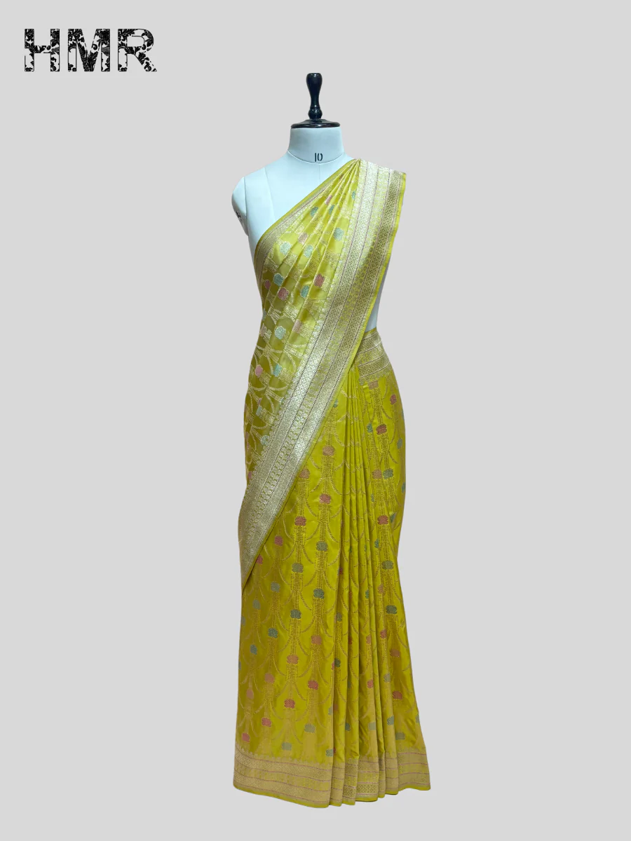 Lemon Yellow Handwoven Pure Silk Saree - Image 4