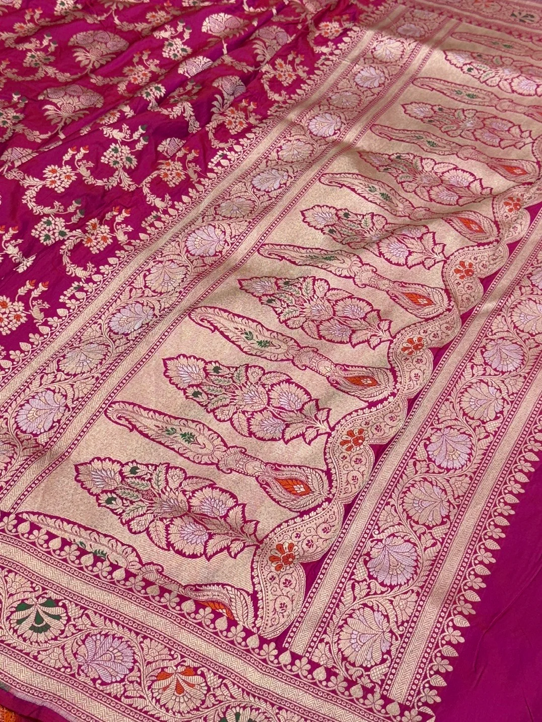 Banarasi Minakari Pure Katan Silk Saree | Pure Silk | Minakari Work | Cutwork Technique | Banarasi Katan Silk Saree - Image 3
