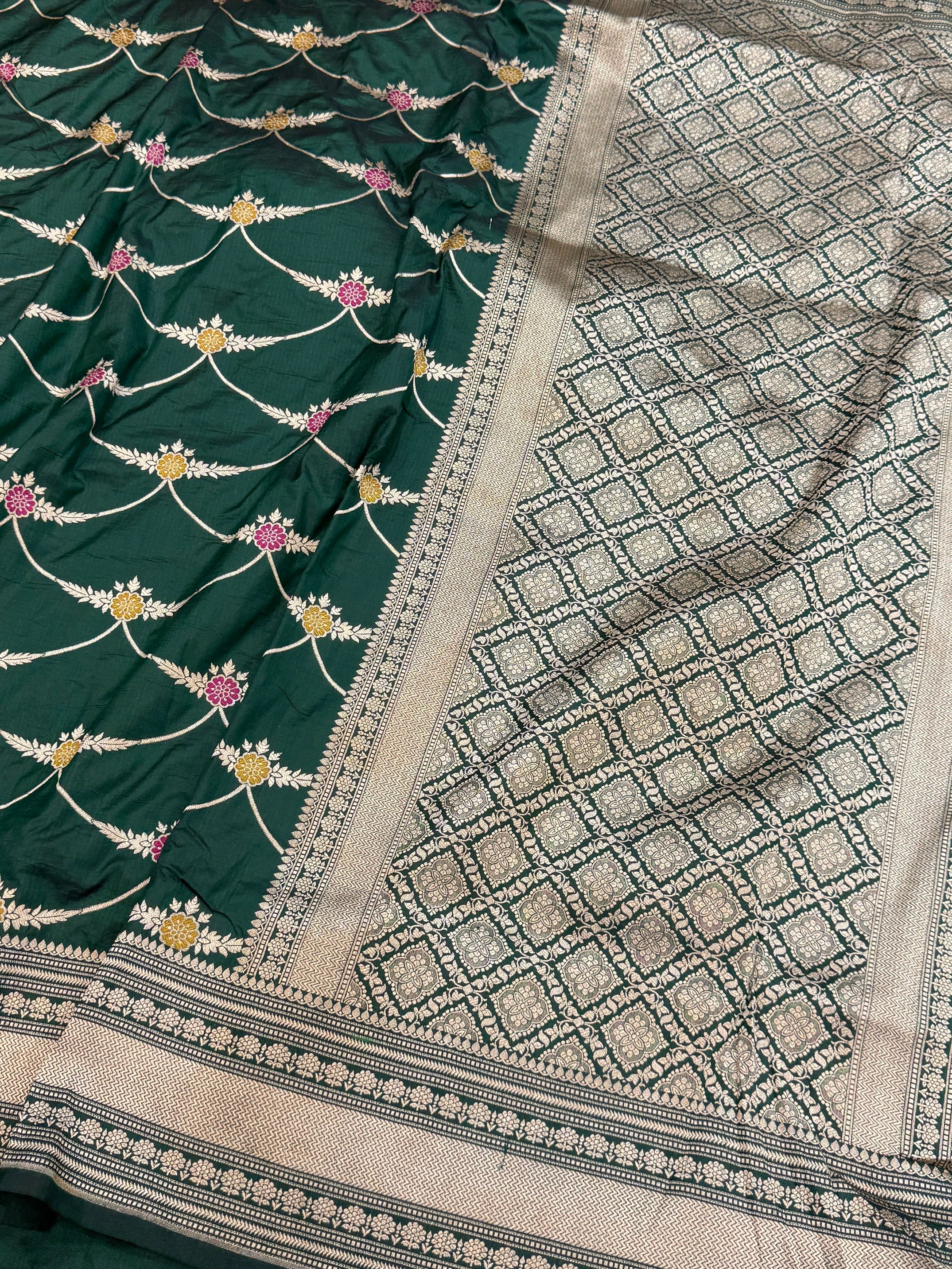 Yellow Banarasi Minakari Pure Katan Silk Saree | Pure Silk | Minakari Work | Cutwork Technique | Banarasi Katan Silk Saree - Image 7