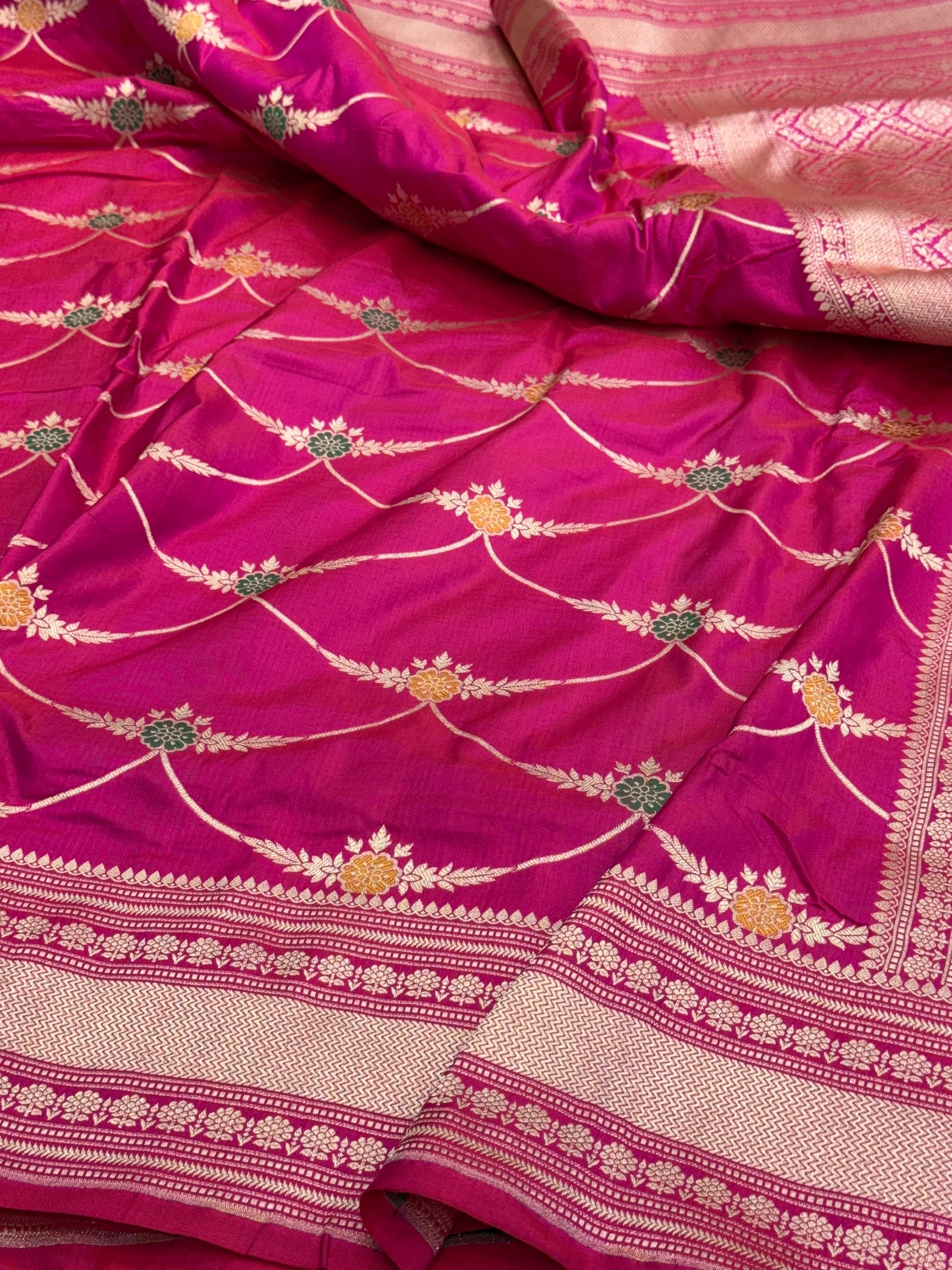 Yellow Banarasi Minakari Pure Katan Silk Saree | Pure Silk | Minakari Work | Cutwork Technique | Banarasi Katan Silk Saree - Image 8