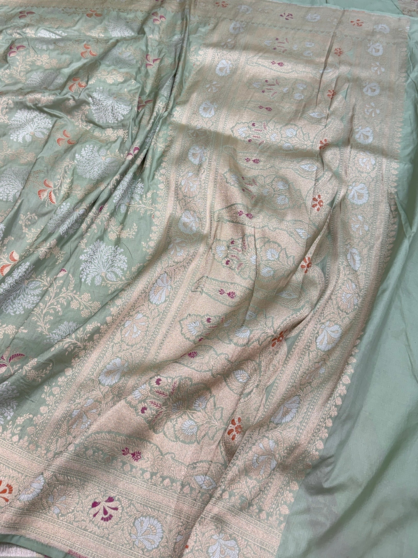 Banarasi Minakari Pure Katan Silk Saree | Pure Silk | Minakari Work | Cutwork Technique | Banarasi Katan Silk Saree - Image 16