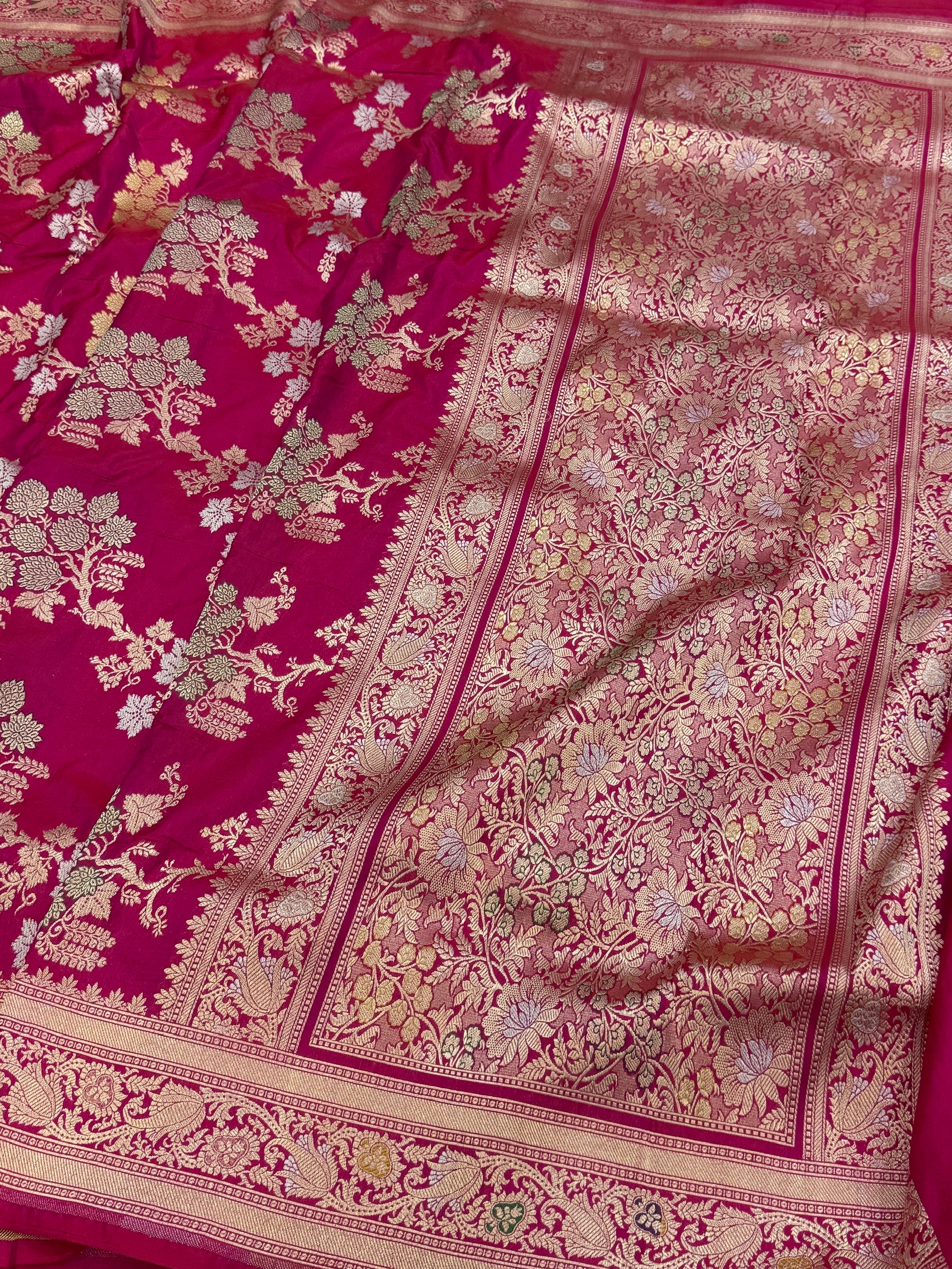 Banarasi Tilfi Minakari Pure Katan Silk Saree | Pure Silk | Minakari Work | Cutwork Technique | Banarasi Katan Silk Saree - Image 10
