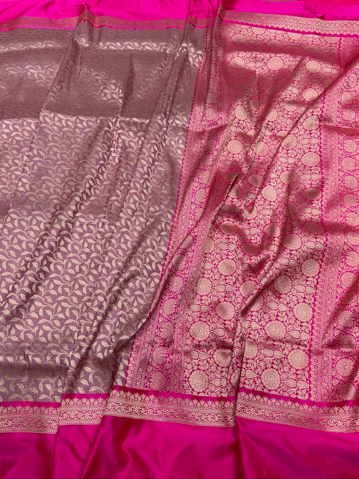 Banarasi Pure Satin Border Silk Saree - Image 4