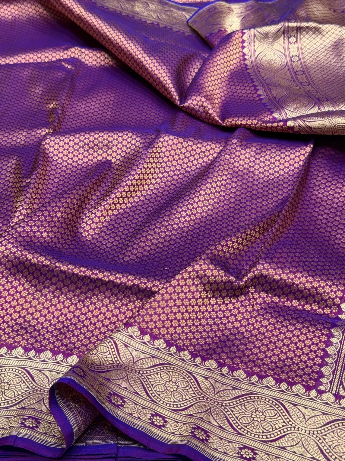 Purple Pure Banarasi Silk Brocade Saree in Katan Mulberry Silk
