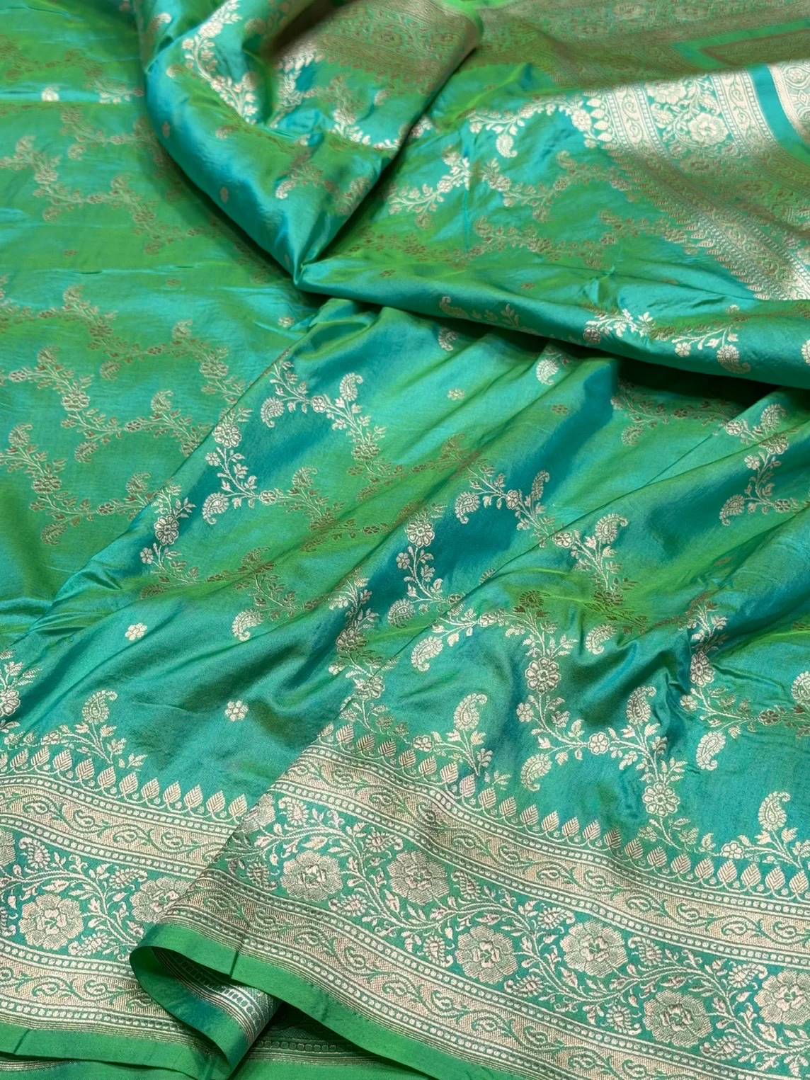 Banarasi Pure Katan Silk Saree | Pure Silk | Cutwork Technique | Banarasi Katan Silk Saree - Image 7
