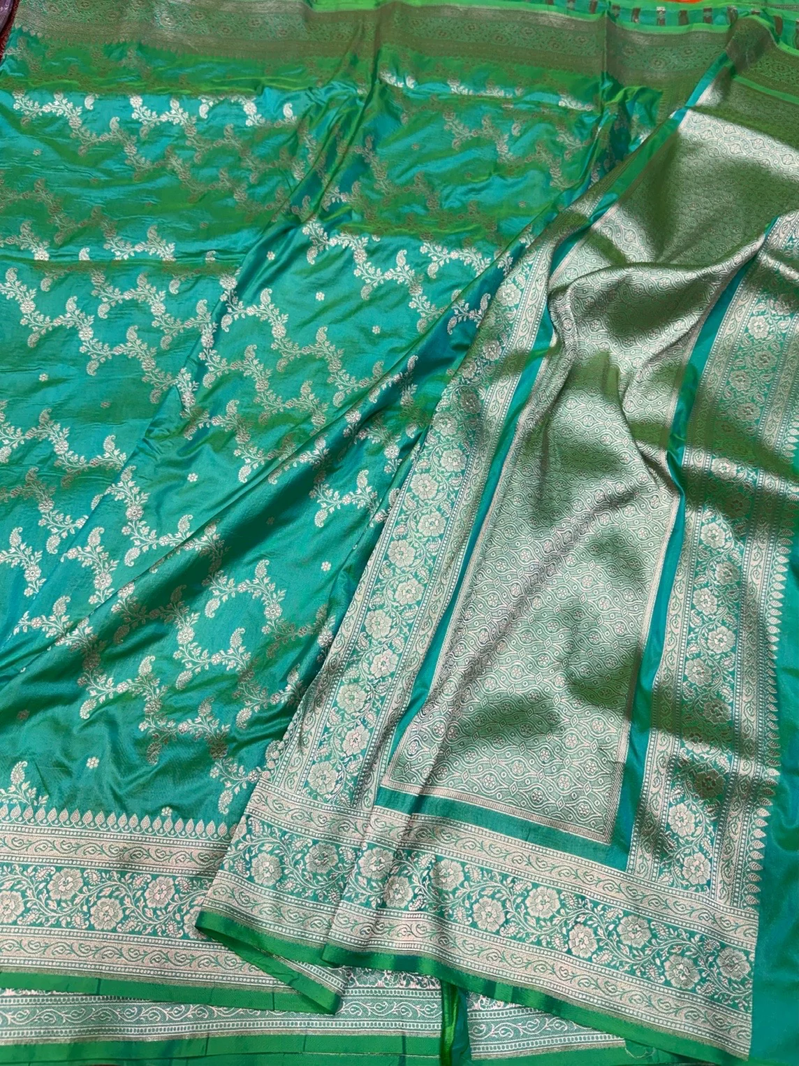 Banarasi Pure Katan Silk Saree | Pure Silk | Cutwork Technique | Banarasi Katan Silk Saree - Image 9