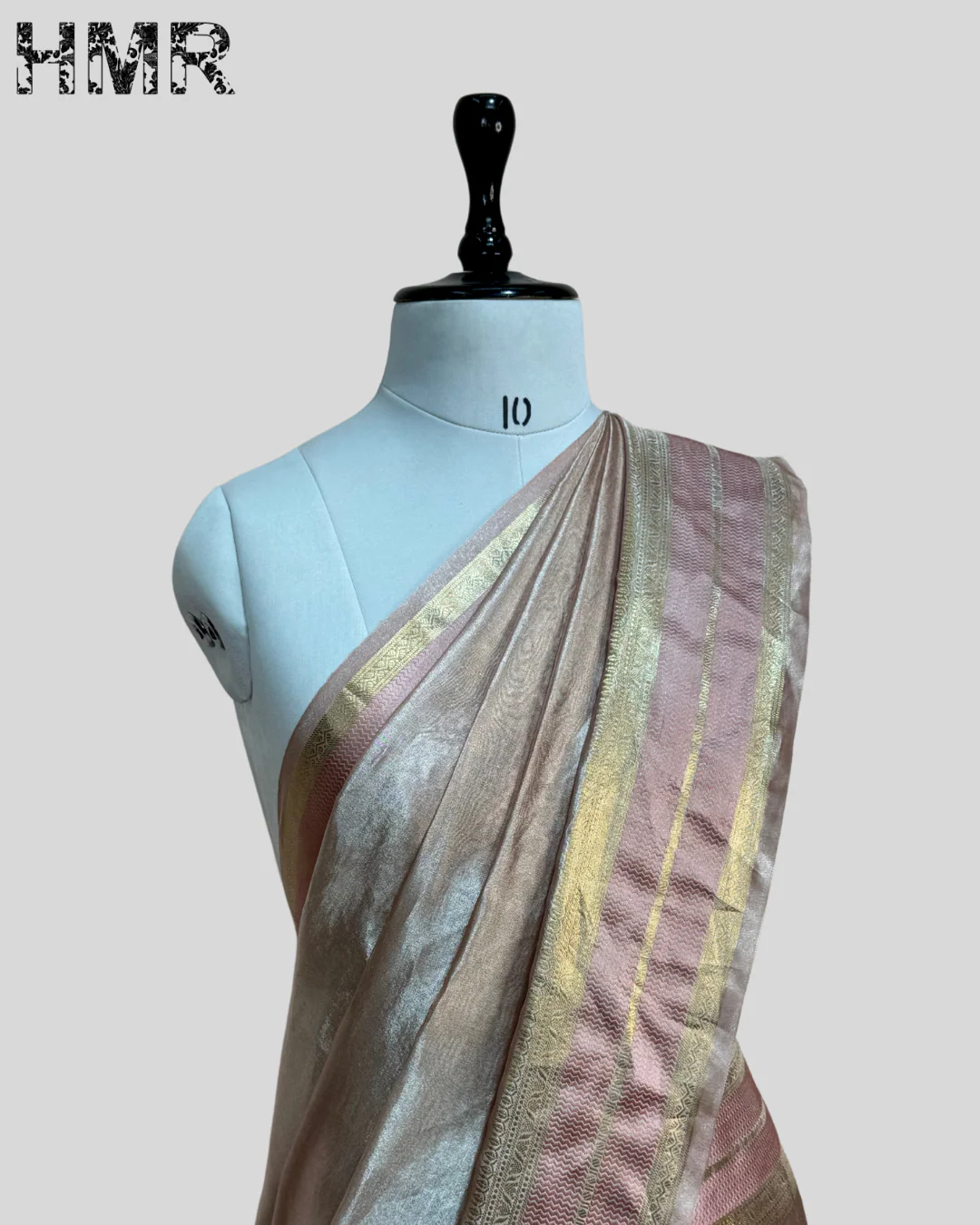 Rose Gold Pure Banarasi Tissue Silk Saree | Pure Kora Tissue | Lightweight Banarasi Saree - Image 2