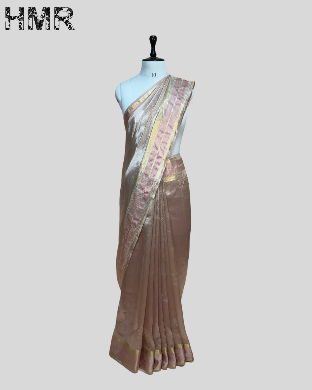 Rose Gold Pure Banarasi Tissue Silk Saree | Pure Kora Tissue | Lightweight Banarasi Saree - Image 3