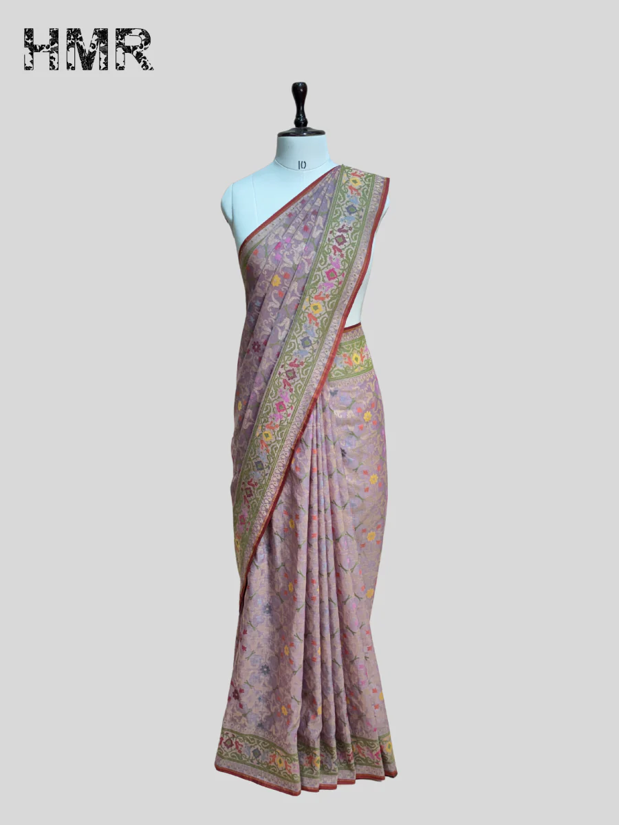 Banarasi Pure Muslin Cotton Jamdani Saree - Image 13