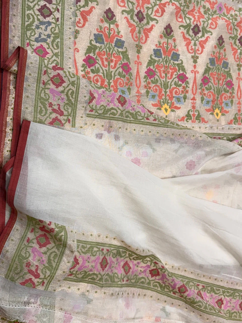 Banarasi Pure Muslin Cotton Jamdani Saree - Image 17