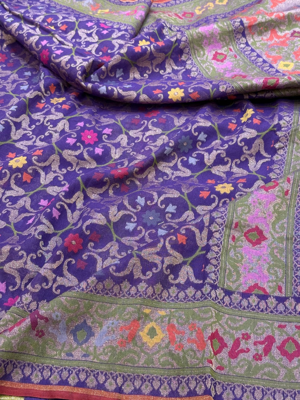 Banarasi Pure Muslin Cotton Jamdani Saree - Image 5