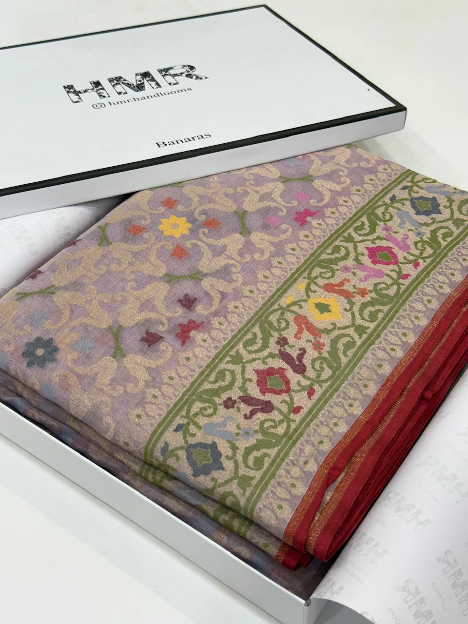 Banarasi Pure Muslin Cotton Jamdani Saree - Image 7