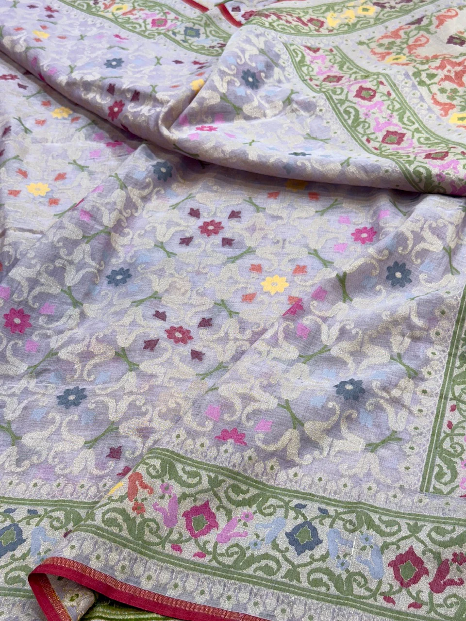 Banarasi Pure Muslin Cotton Jamdani Saree - Image 8