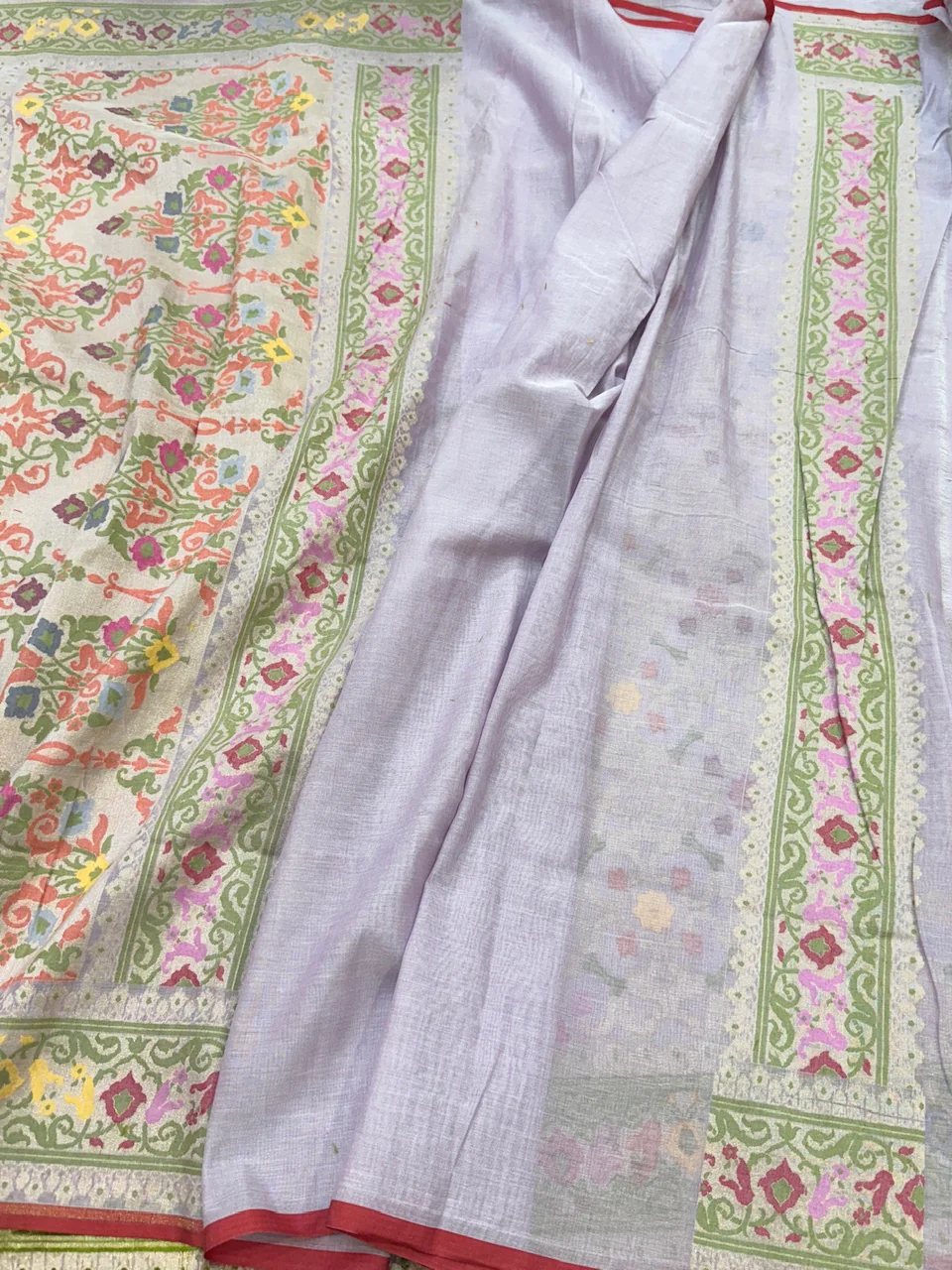 Banarasi Pure Muslin Cotton Jamdani Saree - Image 9