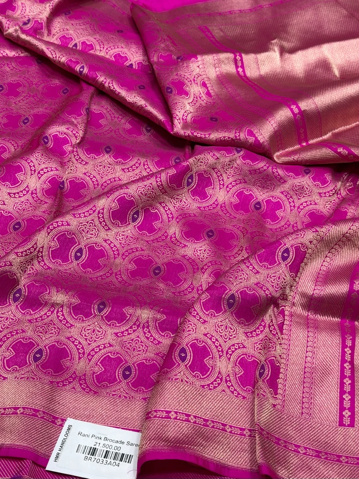 Rani Pink Banarasi Minakari Pure Silk Brocade Saree