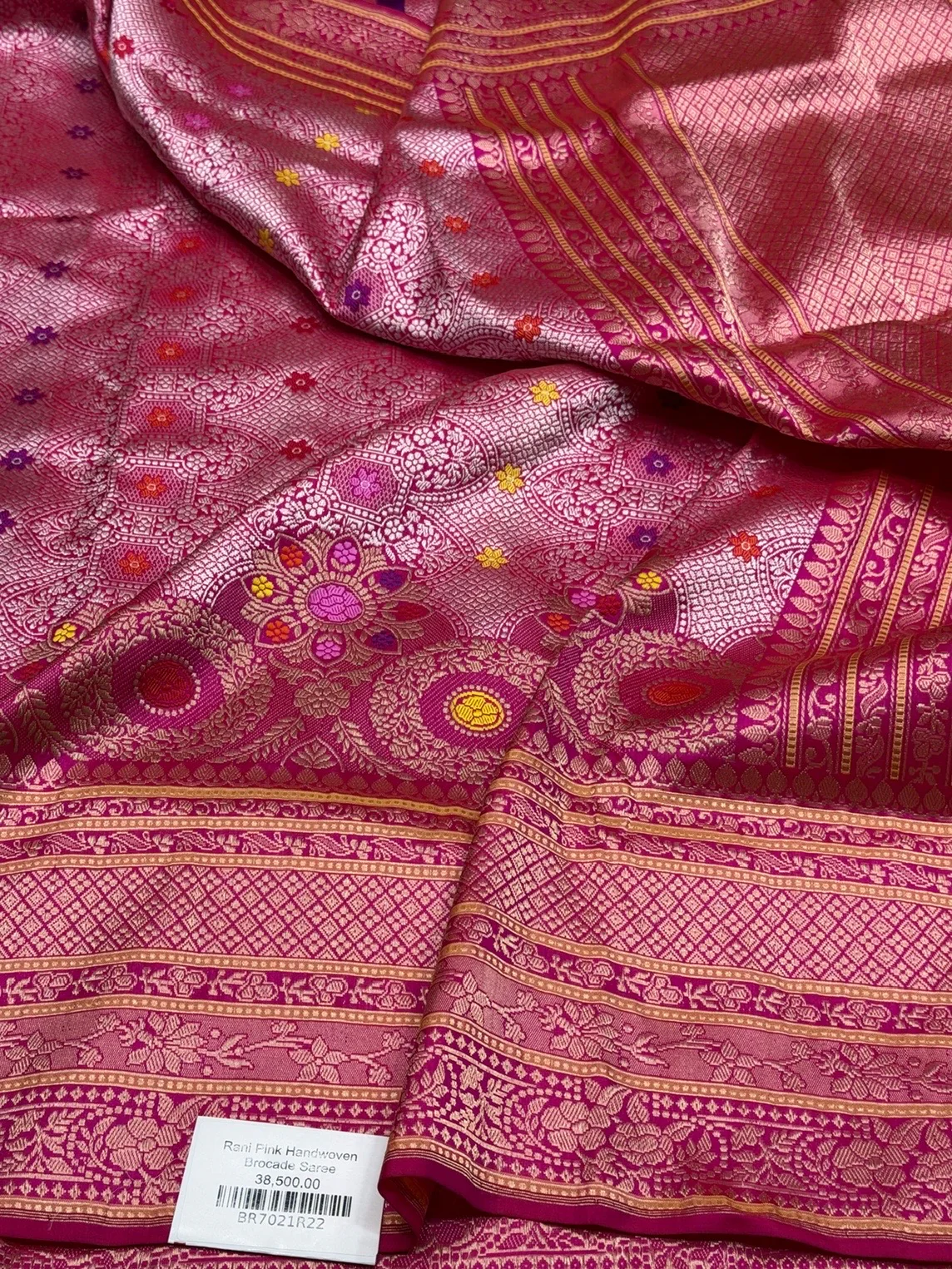 Rani Pink Handwoven Pure Banarasi Silk Saree
