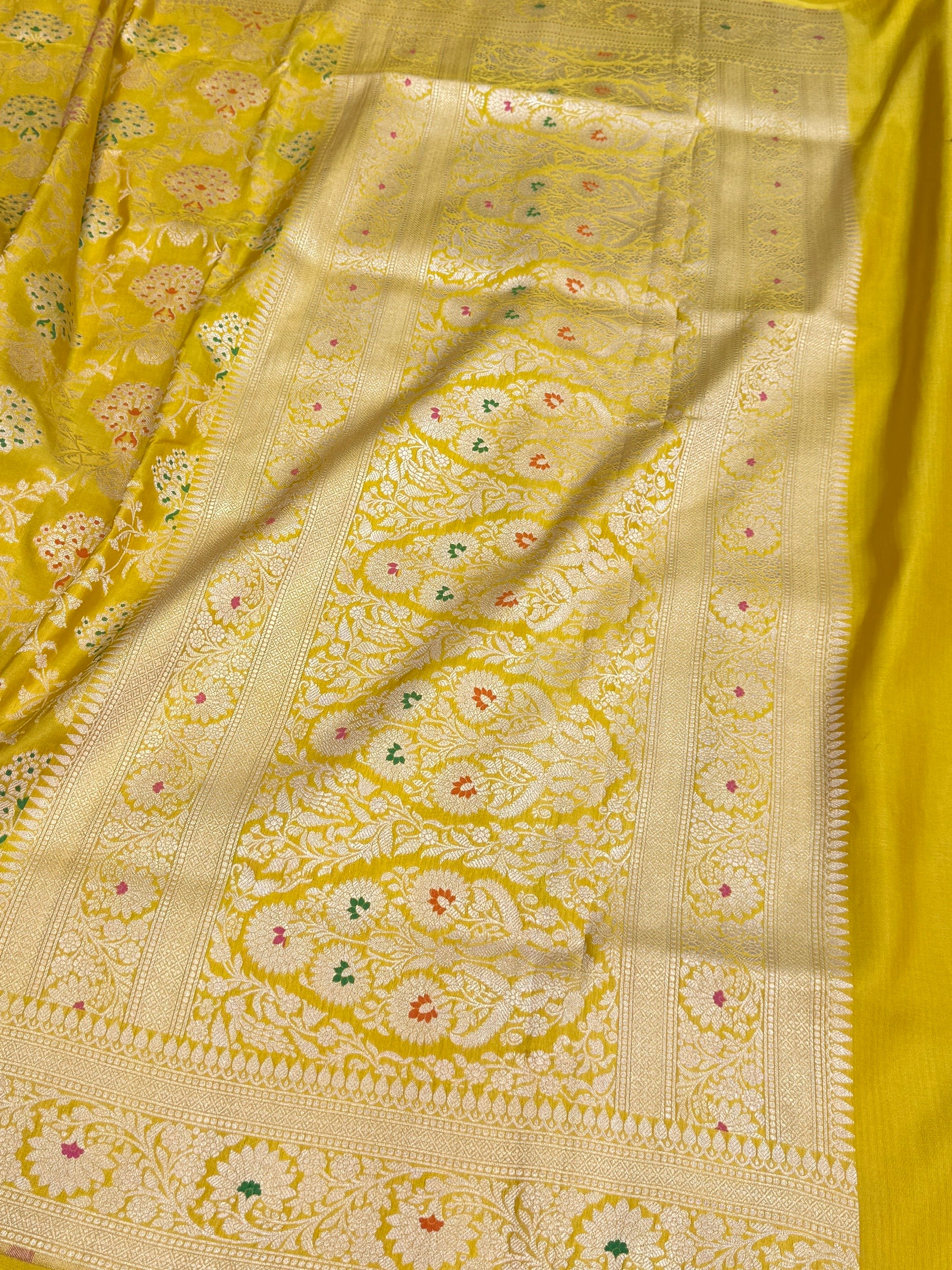 Banarasi Minakari Pure Katan Silk Saree | Pure Silk | Minakari Work | Cutwork Technique | Banarasi Katan Silk Saree - Image 11