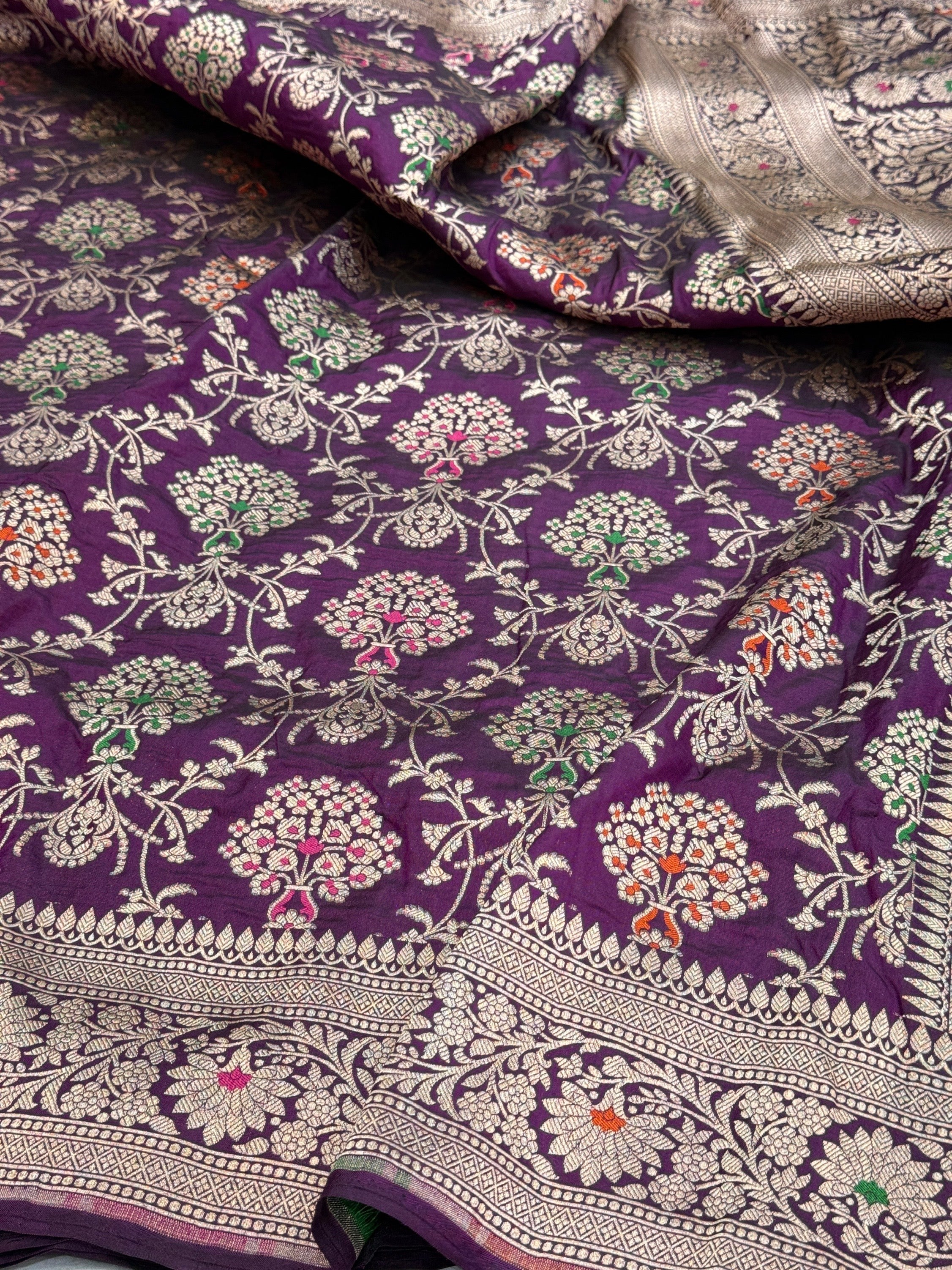 Banarasi Minakari Pure Katan Silk Saree | Pure Silk | Minakari Work | Cutwork Technique | Banarasi Katan Silk Saree - Image 13