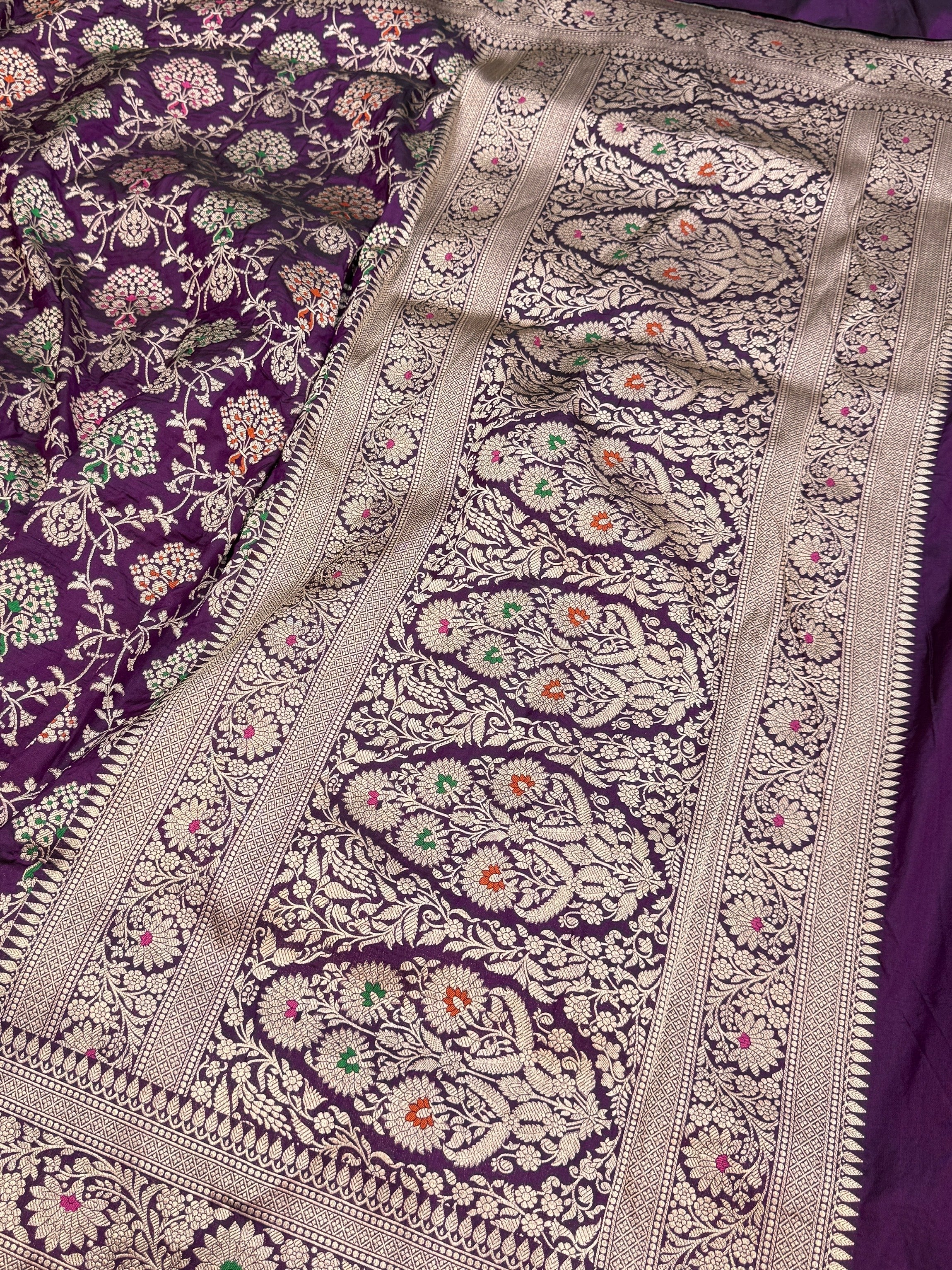 Banarasi Minakari Pure Katan Silk Saree | Pure Silk | Minakari Work | Cutwork Technique | Banarasi Katan Silk Saree - Image 14