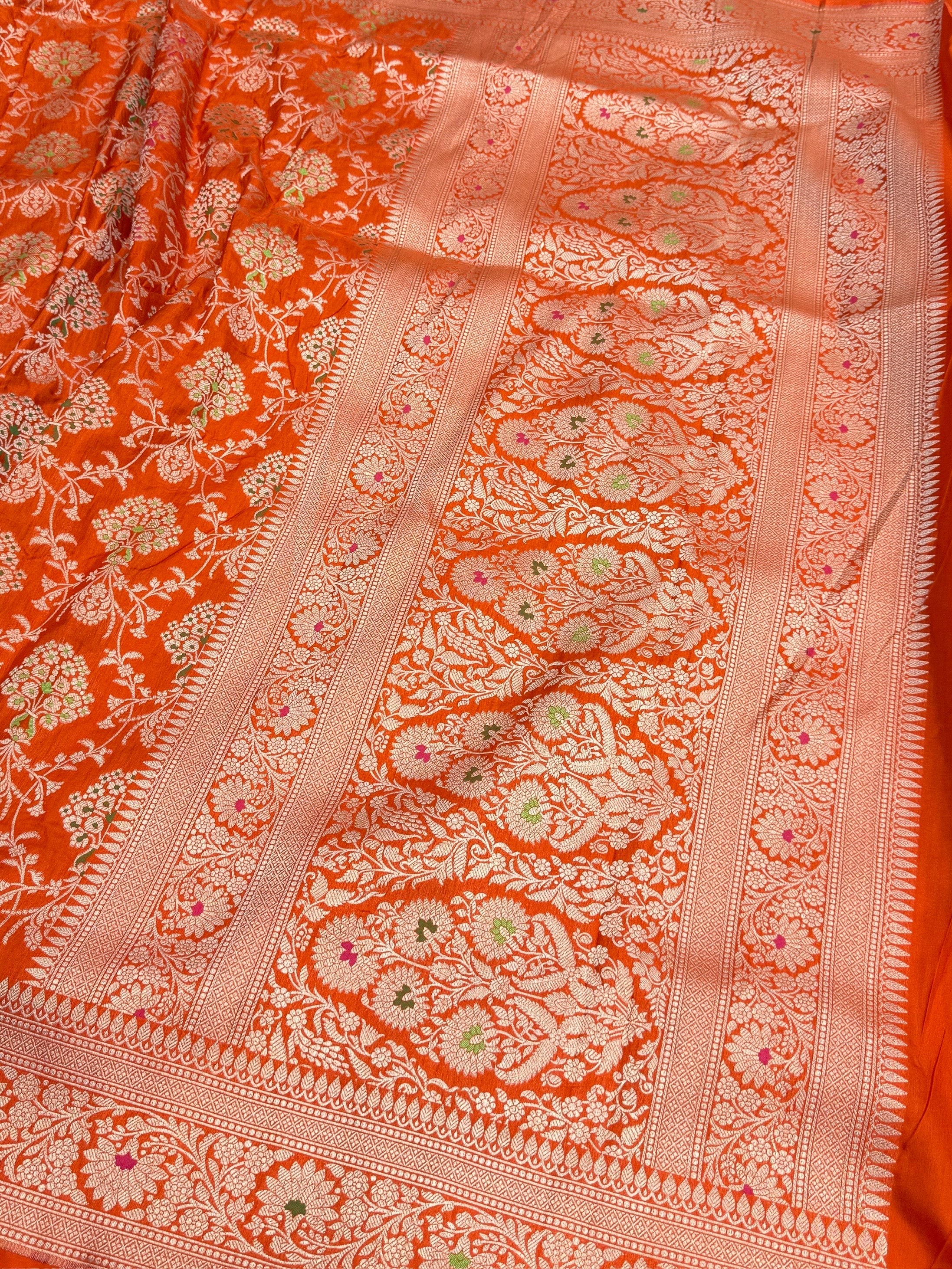 Banarasi Minakari Pure Katan Silk Saree | Pure Silk | Minakari Work | Cutwork Technique | Banarasi Katan Silk Saree - Image 3
