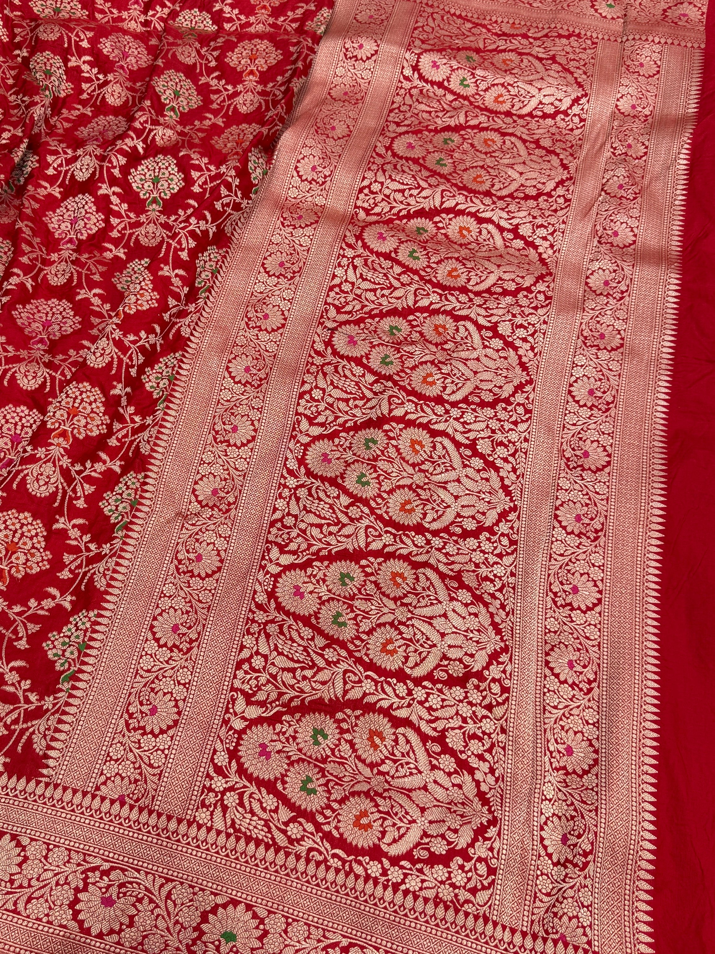 Banarasi Minakari Pure Katan Silk Saree | Pure Silk | Minakari Work | Cutwork Technique | Banarasi Katan Silk Saree - Image 8