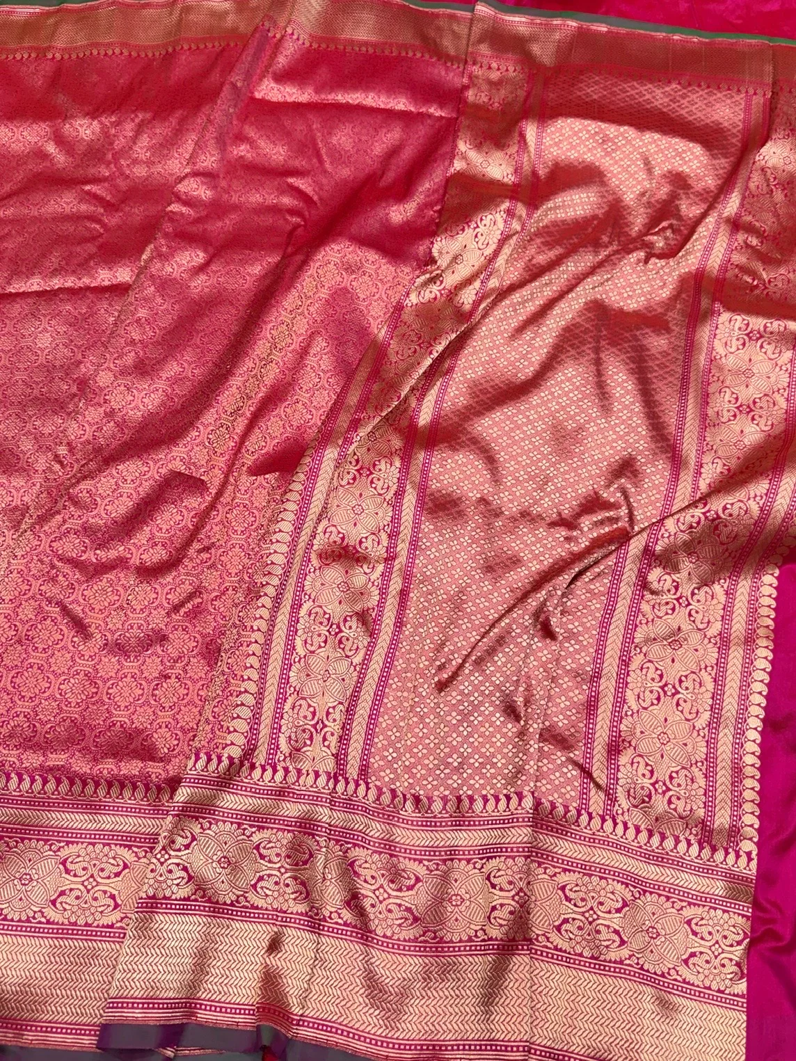Rani Pink Pure Banarasi Silk Brocade Saree in Katan Mulberry Silk - Image 3