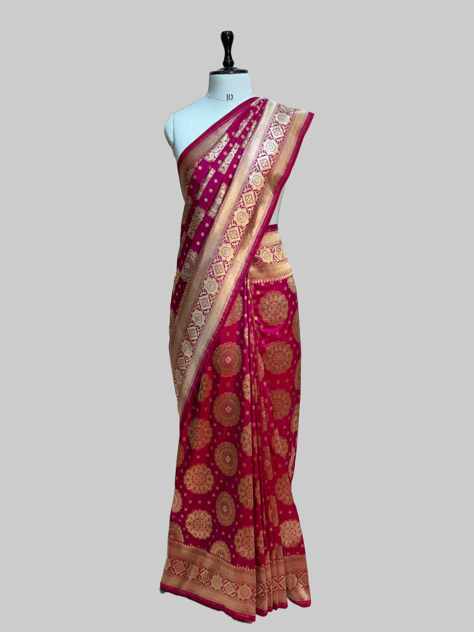 Rani Pink Banarasi Sona Rupa Pure Silk Saree - Image 3