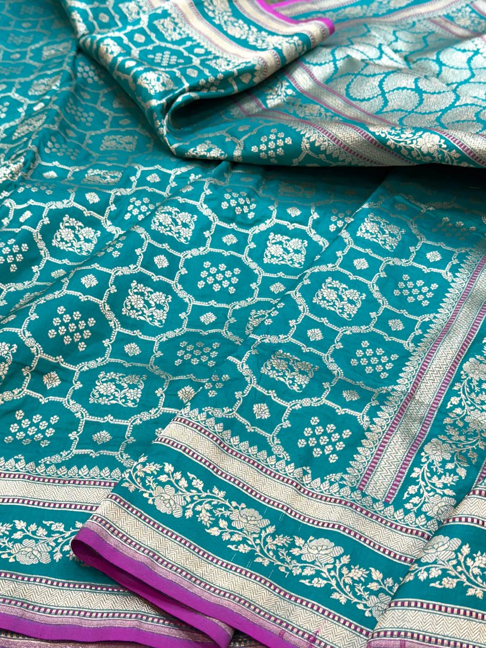Banarasi Pure Katan Silk Saree | Pure Silk | Cutwork Technique | Banarasi Katan Silk Saree - Image 11
