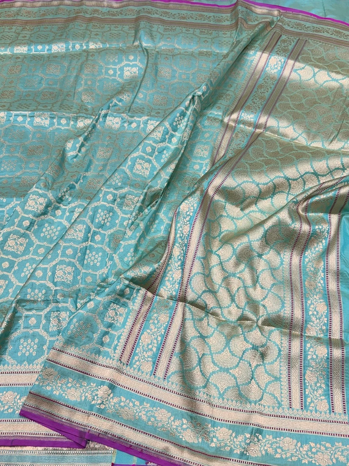 Banarasi Pure Katan Silk Saree | Pure Silk | Cutwork Technique | Banarasi Katan Silk Saree - Image 3