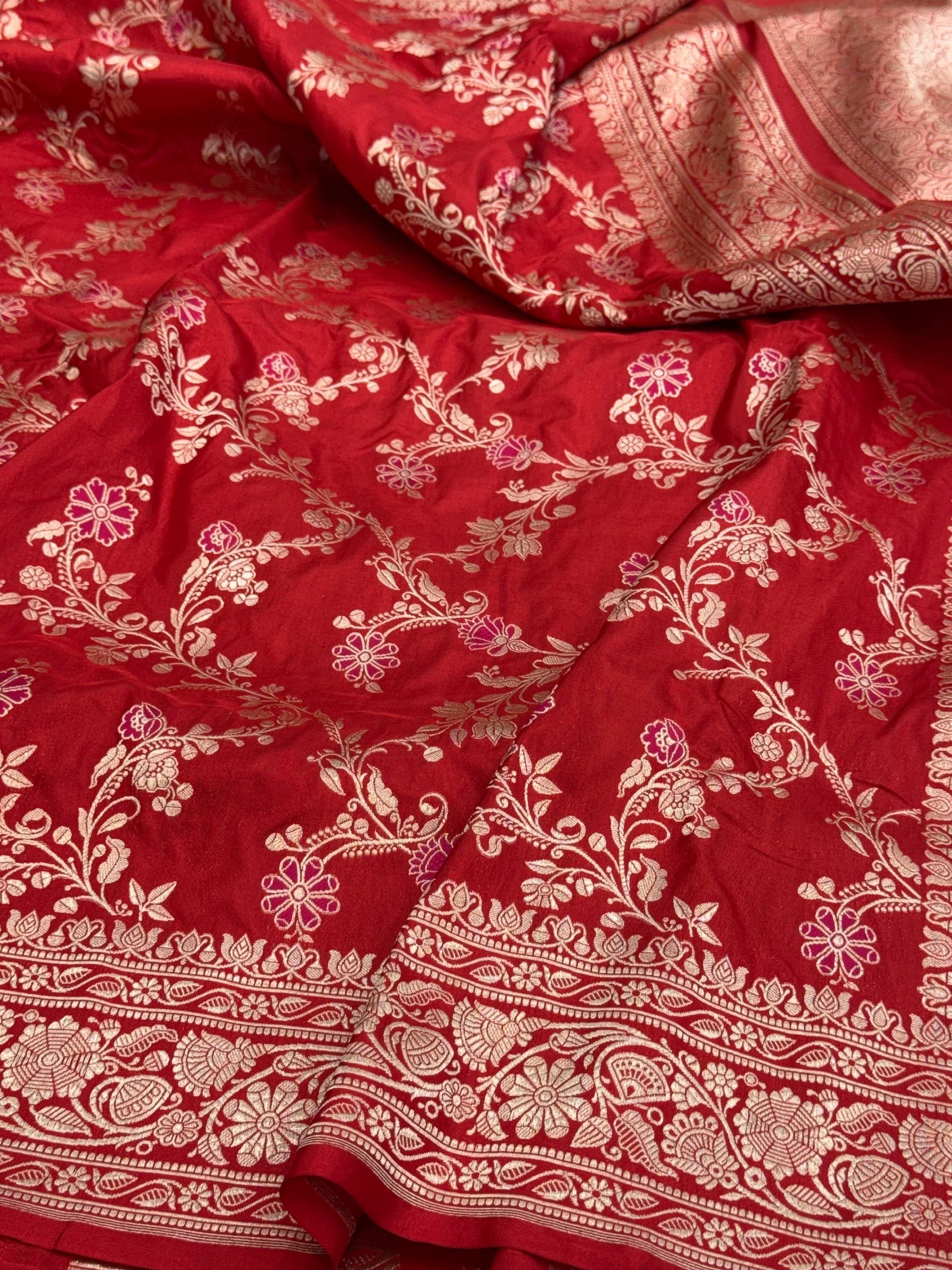 Banarasi Minakari Pure Katan Silk Saree | Pure Silk | Minakari Work | Cutwork Technique | Banarasi Katan Silk Saree - Image 11