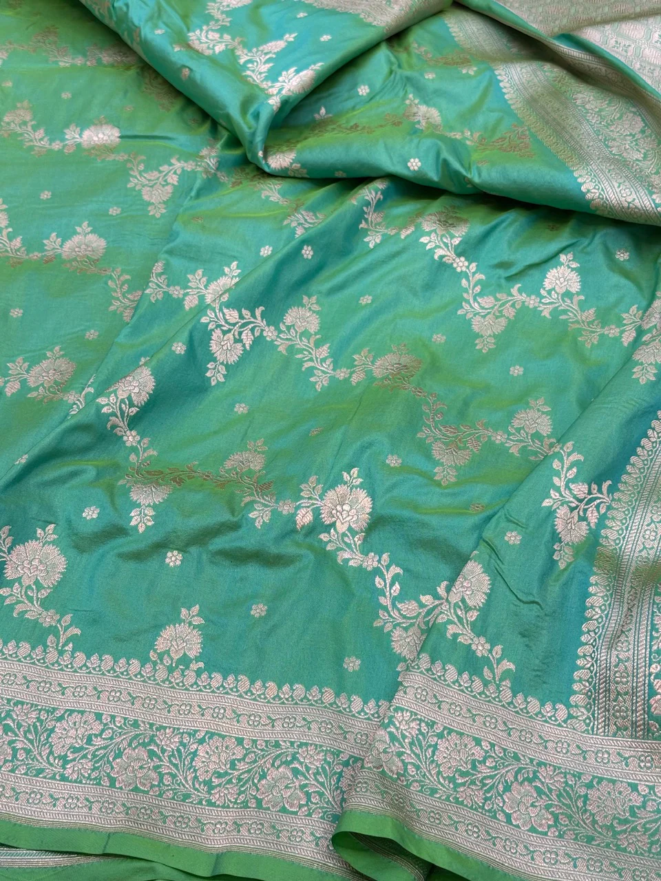 Banarasi Pure Katan Silk Saree | Pure Silk | Cutwork Technique | Banarasi Katan Silk Saree - Image 7