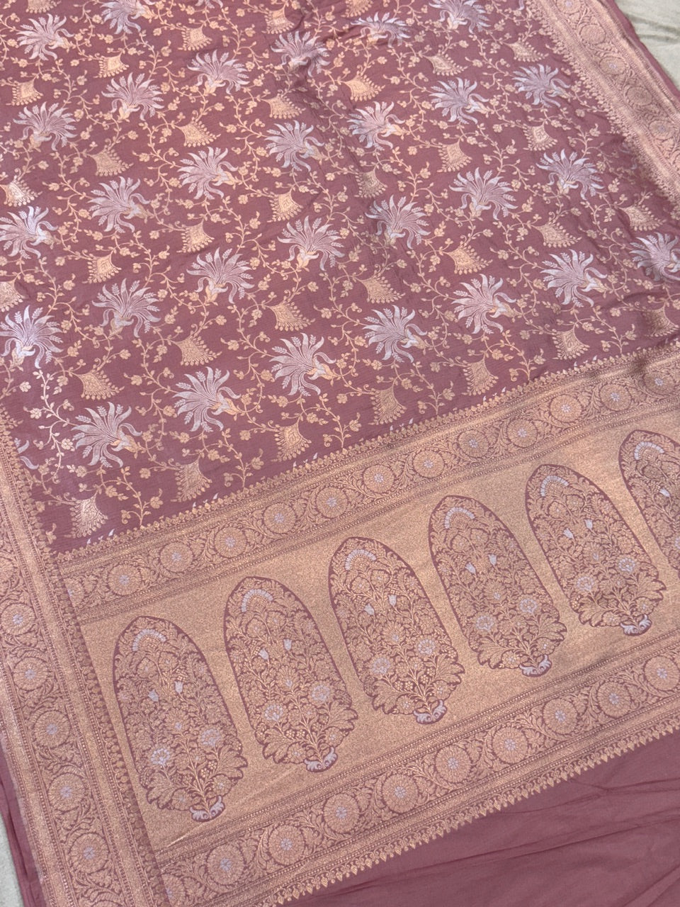 Banarasi Sona Rupa Pure Silk Saree – Gold & Silver Zari Cutwork  in Pure Katan Silk - Image 11