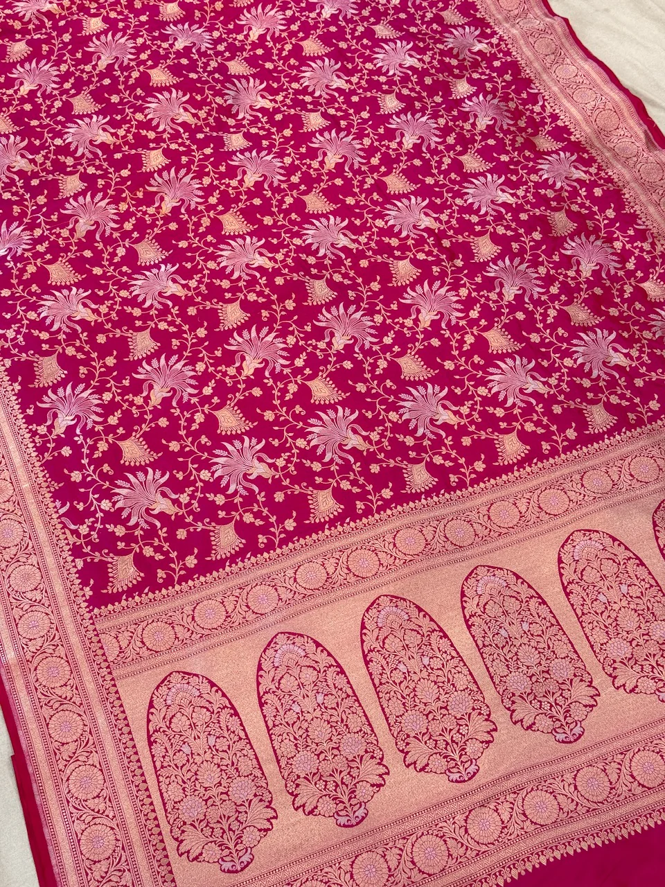 Banarasi Sona Rupa Pure Silk Saree – Gold & Silver Zari Cutwork  in Pure Katan Silk - Image 3
