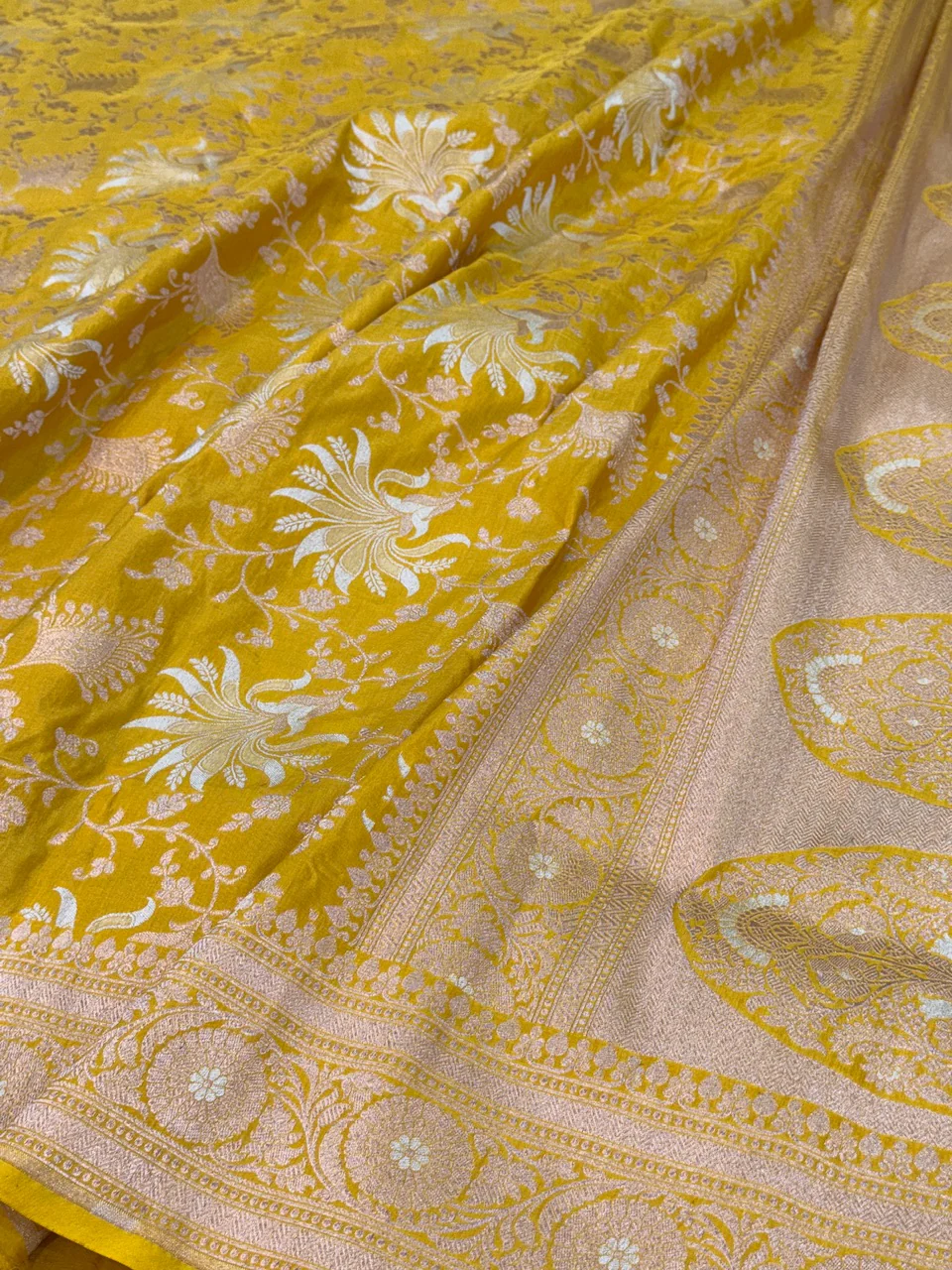 Banarasi Sona Rupa Pure Silk Saree – Gold & Silver Zari Cutwork  in Pure Katan Silk - Image 6
