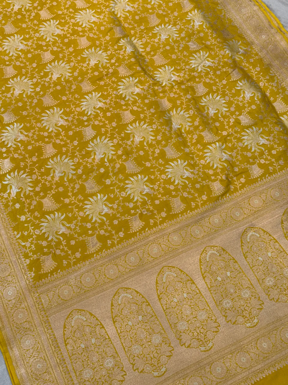 Banarasi Sona Rupa Pure Silk Saree – Gold & Silver Zari Cutwork  in Pure Katan Silk - Image 7
