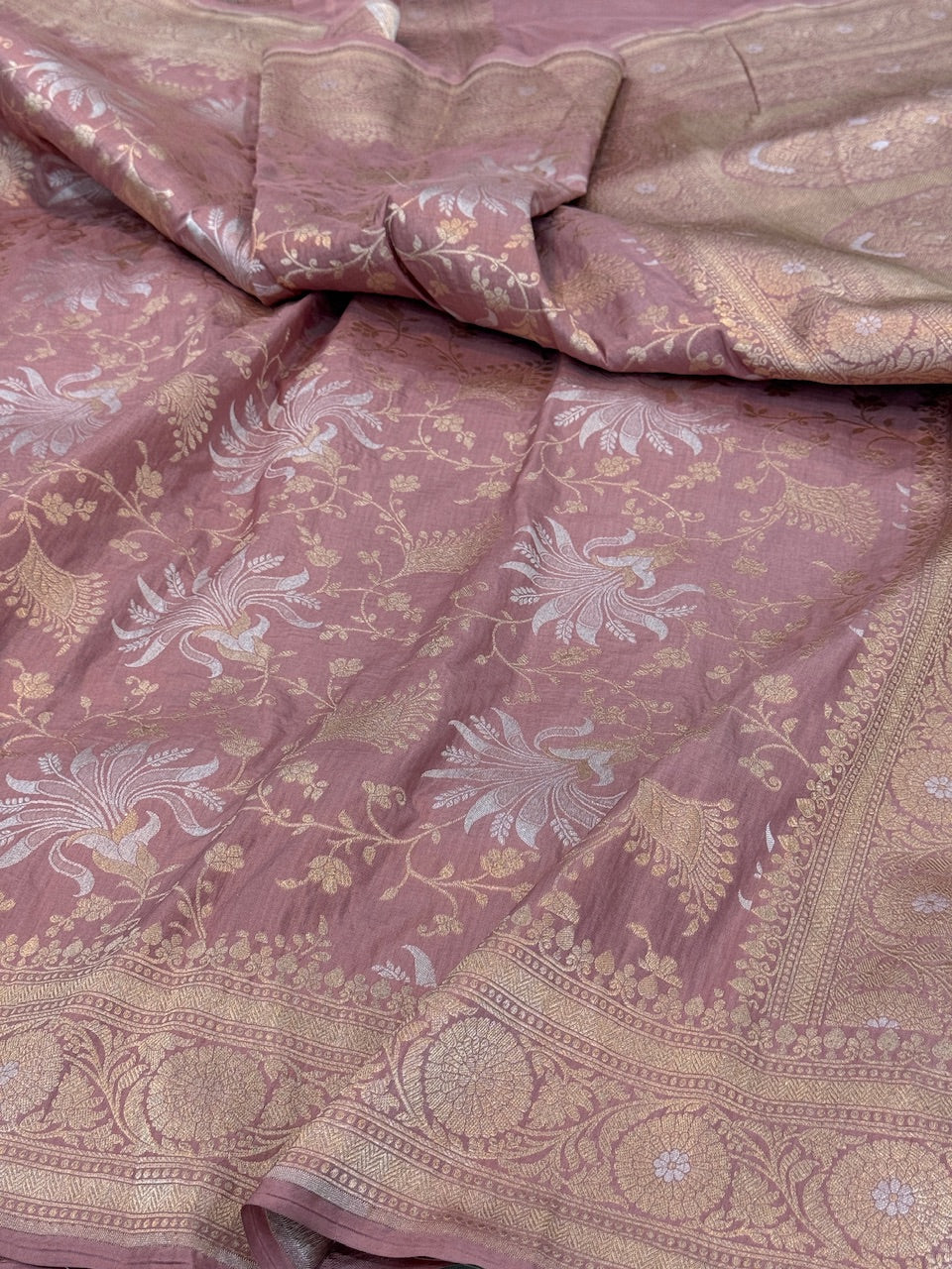 Banarasi Sona Rupa Pure Silk Saree – Gold & Silver Zari Cutwork  in Pure Katan Silk - Image 9